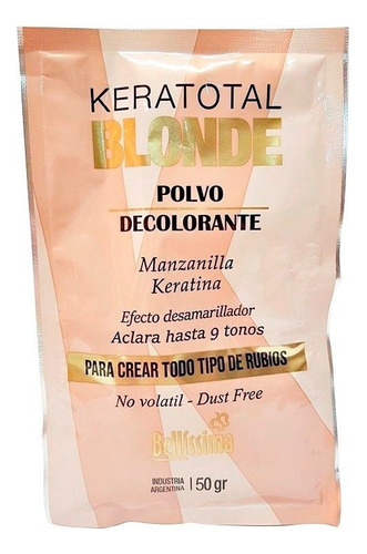  Sobre Polvo Decolorante Bellissima Blonde Keratina X 50 Gr