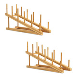 Estante De Madera Para Platos De Bambú, 2 Piezas, Soporte Pa