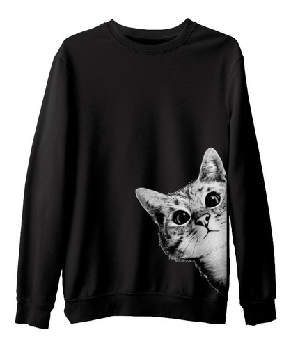 Sudadera Suéter Gato Lateral Cat Minino Aesthetic Unisex 