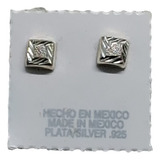 Aretes Cuadro Lineado Artesanal  Plata 9.25 Mayoreo 3 Pares