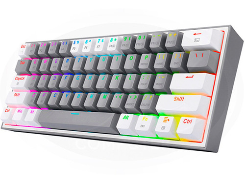 Teclado Wireless Gamer Redragon Fizz Pro Rgb 60% Gris/blanco