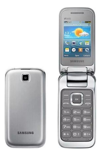 Celular Samsung Gt C3592 Dual Chip Cam 2.0 Idoso Flip- Prata