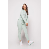 Conjunto  Comfy Com Casaco Capuz E Jogger Moletinho Verde Cl