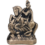 Estatueta Imagem De São Jorge 27,5 Cm - Santo - Religioso Cor Onix Ouro