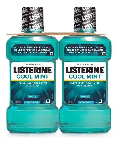 Enjuague Bucal Listerine Coolmint 2 Pzas 1l Aliento Fresco