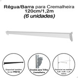 Kit 6 Régua Barra Reta 120cm 1,2m Trilho Cremalheira Loja