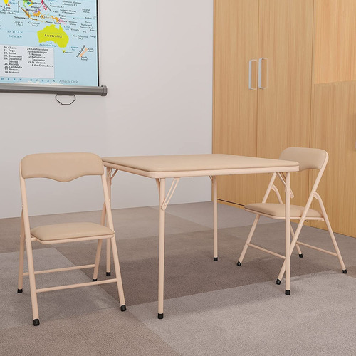 Juego De Mesa Y Silla Plegable Kids Tan De 3 Piezas