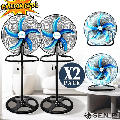Set 2 Ventilador 3en1 Aspas Metal 18 Pulgada 3 Velocidades 46 Cm 60hz Negro Azul Metal 5 | Envío gratis
