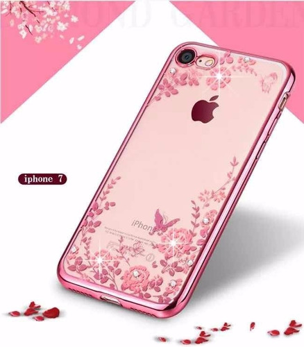 Funda Tpu Flores Strass iPhone 6/6plus/7/7 Plus/8/8 Plus/x