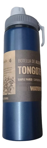 Botella Waterdog Tongo 750ml Pared Simple Aluminio Azul Color Gris
