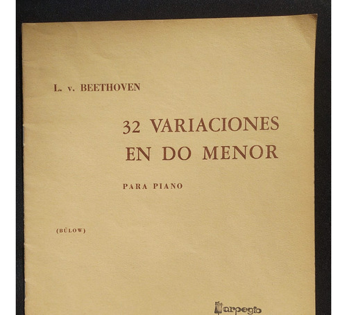 Beethoven 32 Variaciones En Do Menor Ricordi Bülow