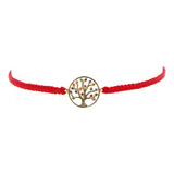 Pulsera Oro Amarillo Arbol De La Vida En Hilo Rojo Pu412am