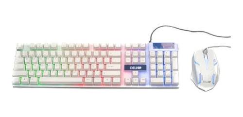 Kit De Mouse Y Teclado Gamer Blanco Rgb Ideal Juegos