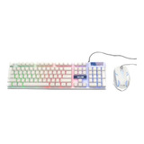 Kit De Mouse Y Teclado Gamer Blanco Rgb Ideal Juegos