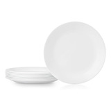 Platos Llanos Corelle, De Vidrio, Blancos, Set De 8 Piezas