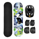 Skate Montado Sk8 Profissional Infantil 78 Cm + Kit Proteção