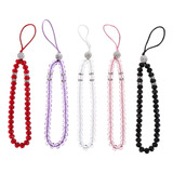 5 Peças De Pulseira De Celular Crystal Beads Telefone Lanyar