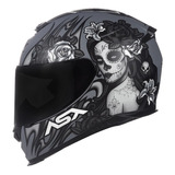 Capacete Axxis Eagle Catrina Preto Cinza Skull Caveira Catar