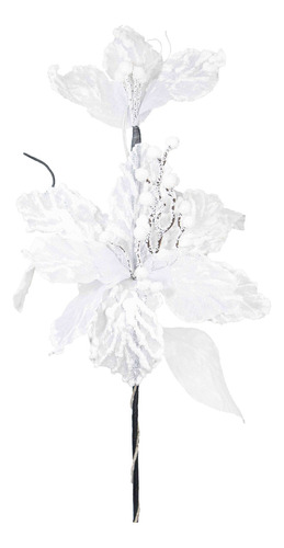 Flor Vara Blanca Estilo Navideño 50cm Calidad Premium