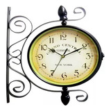 Reloj De Estación Retro Vintage De Doble Cara, 25 Cm, Negro