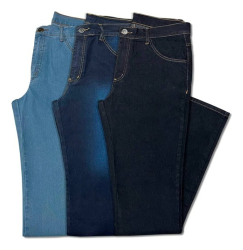 Kit 3 Calças Jeans Tradicional Masculina -sem Lycra