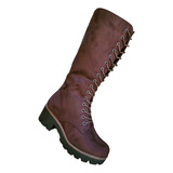 Botas Largas Bucaneras De Gamuza Mujer Casual Marrón - 7130