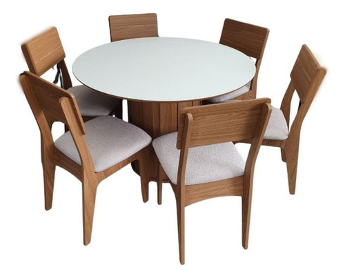 Conjunto Mesa Redonda Com 6 Cadeiras