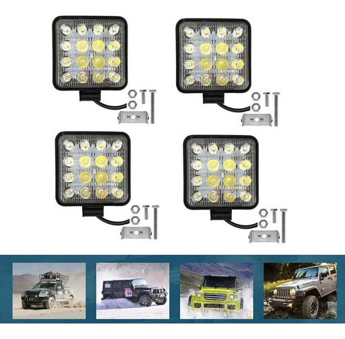 X4 Luces Foco Neblinero Led 48w 4x4 Auto Caminon Cuadrado