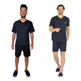 Kit 2 Pijamas Verão Masculino Adulto Manga Curta E Shorts