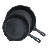 Set 2 Sartenes De Hierro Fundido Juego Skillet 20 Y 25 Cm