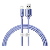 Cable Usb A A Lightning Baseus 2 Metros Carga Rapida Color Purpura