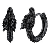 Pendientes De Dragón U7, Aros Huggie Chapados En Metal Negro