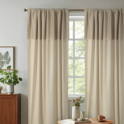 Juego De Cortinas Ambiente Con Faldón Plisado Jean Cartier Color Plissé Arena Claro | MercadoLibre