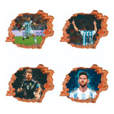 Vinilos Decorativos Infantiles Pared Rota 3d Futbol Messi