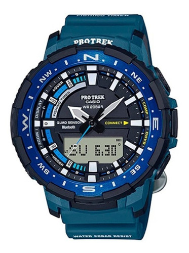 Reloj Pro-trek Prt-b70-2dr Resina Hombre 100% Original Color De La Correa Azul Color Del Fondo Negro