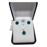 Conjunto Rivoli Blue Zircon, Made With Swarovski, Plata 950