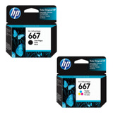 Combo Tinta Hp 667 Preto + Colorido Original 2376 2776 2774