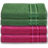 4 Toalhas Plus Size Grossa E Macia 80x180 Verde+rosa