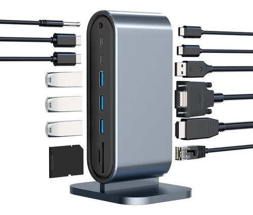 Divisor Usb-c Tipo C Hub Dock Station Leitor Tf Vertical