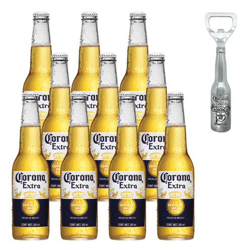 Pack Cerveza Corona Extra 10 Botellas 355ml + Destapador