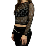 Remera Top, Pedrería Tacha Importada Brillo Strass Tul Moda