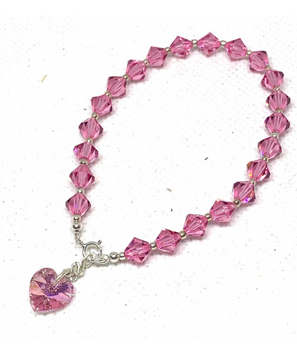 Pulsera Corazón 10 Mm Cristal 6 Mm Swarovski Plata 925