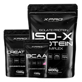 Kit Iso-x 900gr Baunilha + Creatina 100gr + Bcca Morango 100gr - Xpro Nutrition