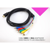 Cable Hdmi A 5 Rca Adaptador Video + Sonido Tv Led Analogico Negro