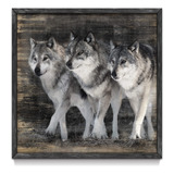 Foto De Lobo Decoracion De Pared Rustico: Madera Enmarcada A