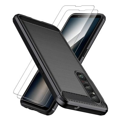 Funda Silicona Fibra De Carbono Para Xperia 1 Vi+mica Negro Sony Xperia 1 Vi