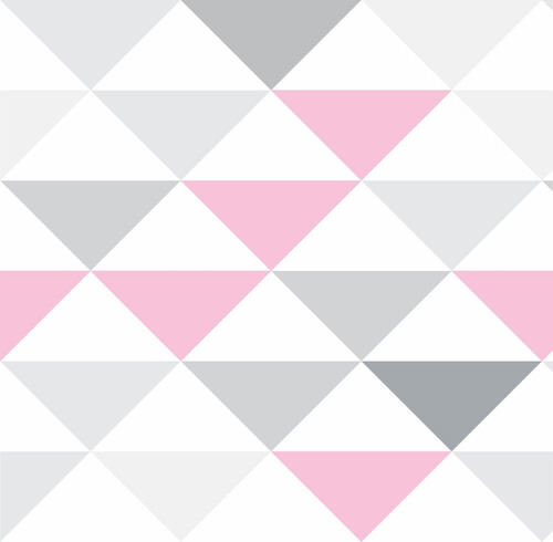 Adesivo De Parede Triângulo Rosa Cinza Branco Quarto 3m
