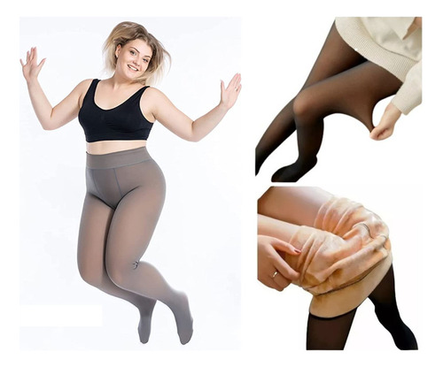 Calza Medias Panty Efecto Piel Termicas Talle Plus Xl 220grs