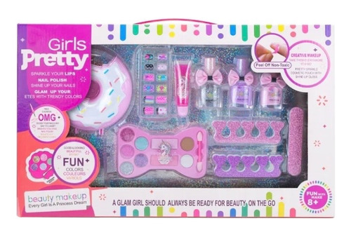 Kit Salón Belleza Con Bolsa Maquillaje Infantil Juguete Niña