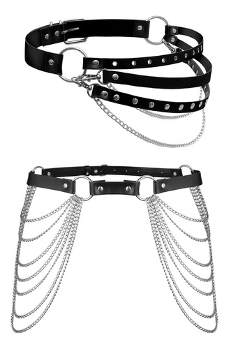 Topacc Goth Cinturón Cadenas Arnés Para El Cuerpo Para Mujer